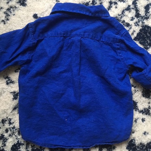 Janie and Jack sz 18-24m boy blue linen buttondown - Picture 4 of 4